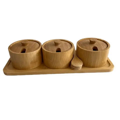 Gewürzbehälter Holz 3er Set Xani mit Dosierlöffel Gewürzdosen für Kräuter Tee &ndash; Bild 5