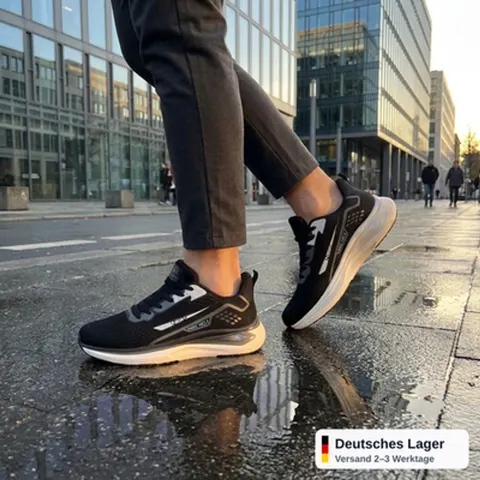Herren Sneaker Schwarz Sportschuhe Laufschuhe Mesh leicht atmungsaktiv NBK NO.1 &ndash; Bild 3
