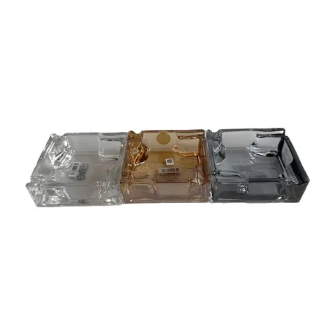 Aschenbecher Glas eckig Hellorange Grau Transparent Glasaschenbecher Meijuwu