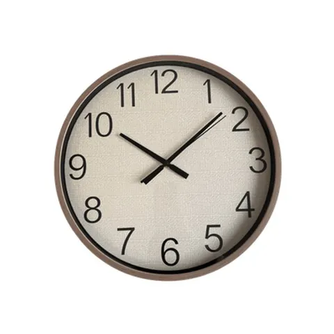Wanduhr Groß 39cm Holzrahmen Leinen Optik Lautlos Wohnzimmer Modern Design – Bild 5