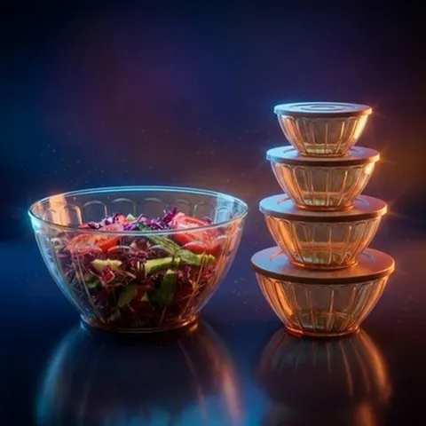 Salatschüssel mit Deckel 4er Set Kunststoff Schüssel Set Gold Küche Xani – Bild 8