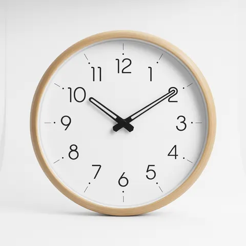 Wanduhr 30 cm Holzoptik Skandinavisch Weiß Modern Lautlos Quarz Küche Wohnzimmer