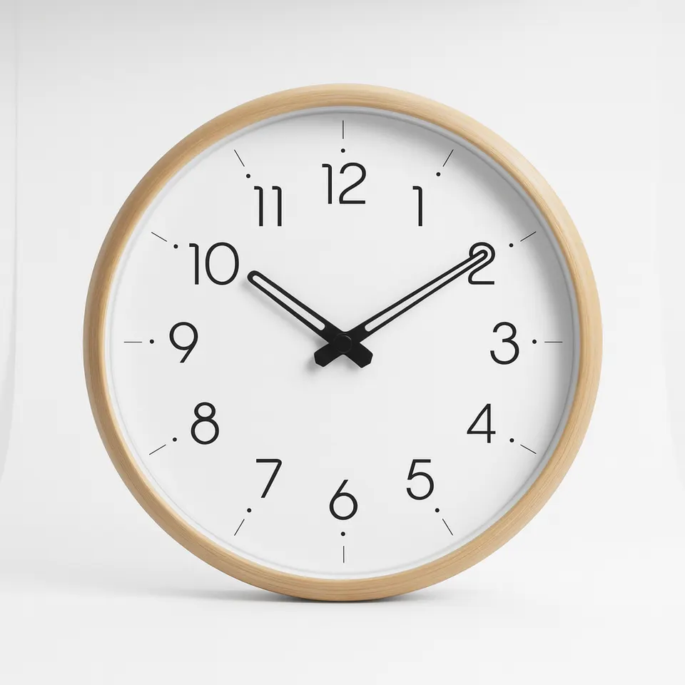 Wanduhr 30 cm Holzoptik Skandinavisch Weiß Modern Lautlos Quarz Küche Wohnzimmer