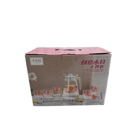 Wasserkrug Glas 1,3 L mit Deckel + 6 Trinkbecher 260 ml Set Zitronen-Motiv – Bild 12